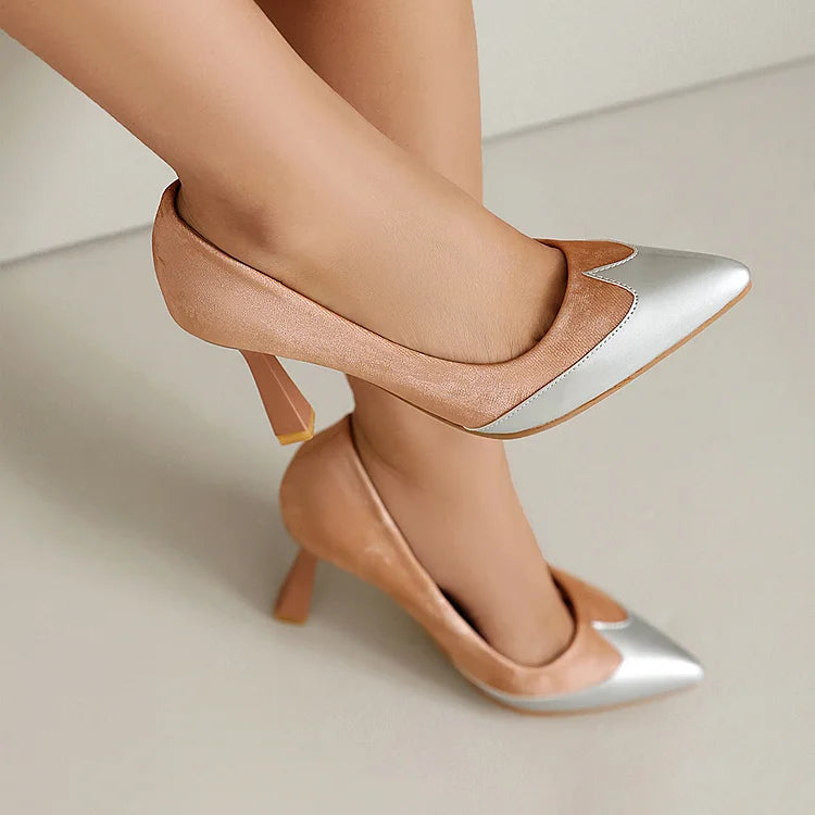 Patchwork Colorblock Pointed Toe Elegant Stiletto Heels