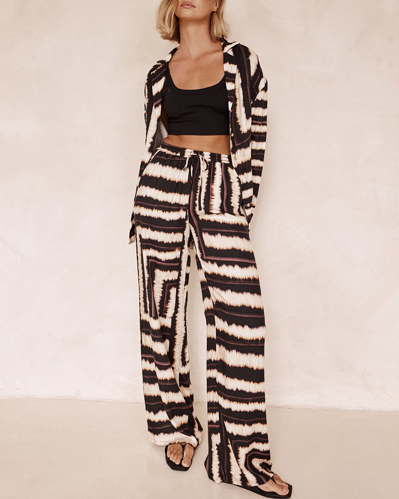 Irregular printed casual two-piece set