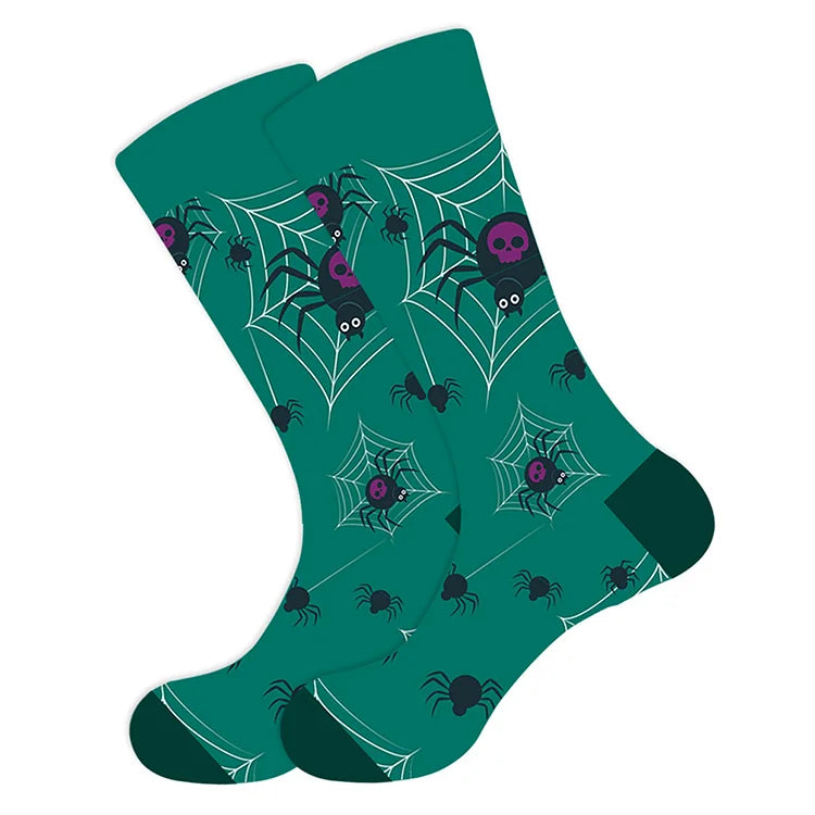 Halbhohe Socken mit Halloween-Element-Hexe-Spukhaus-Kürbis-Vogelscheuchen-Print