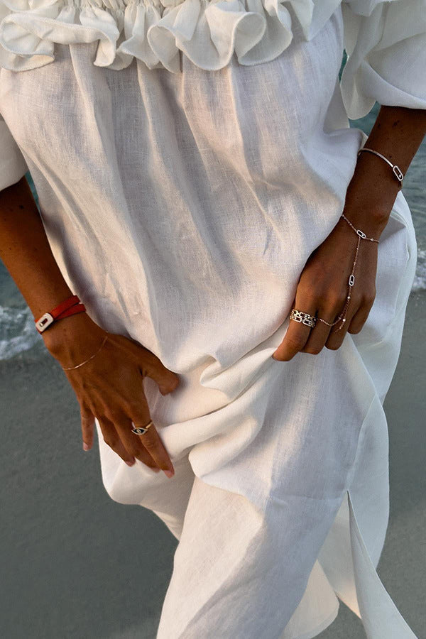 Seaside White Lace Maxi Dress