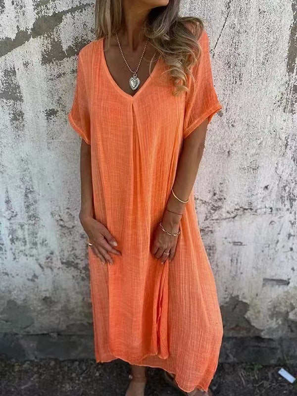 Stylish Cotton V-Neck Dress