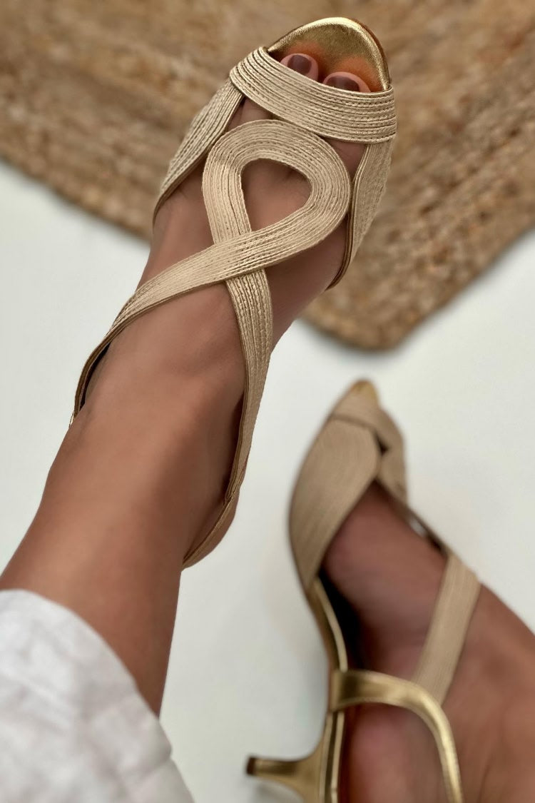 Braided Crisscross Peep Toe Slingback Kitten Heels [Pre Order]
