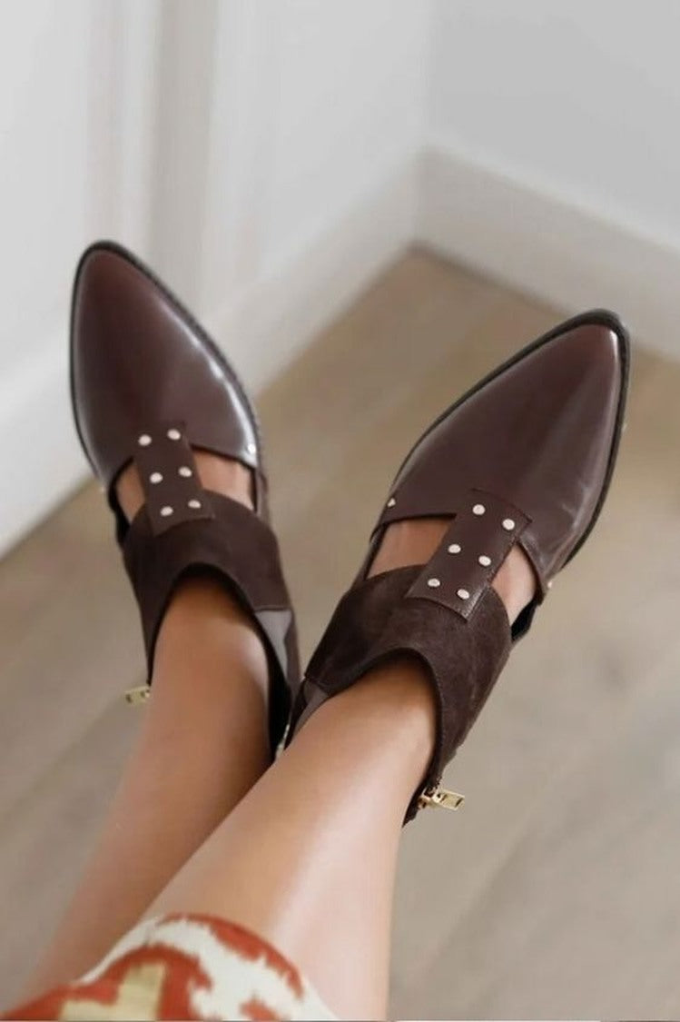 Stivaletti in pelle con ritagli color block [Pre-ordine]