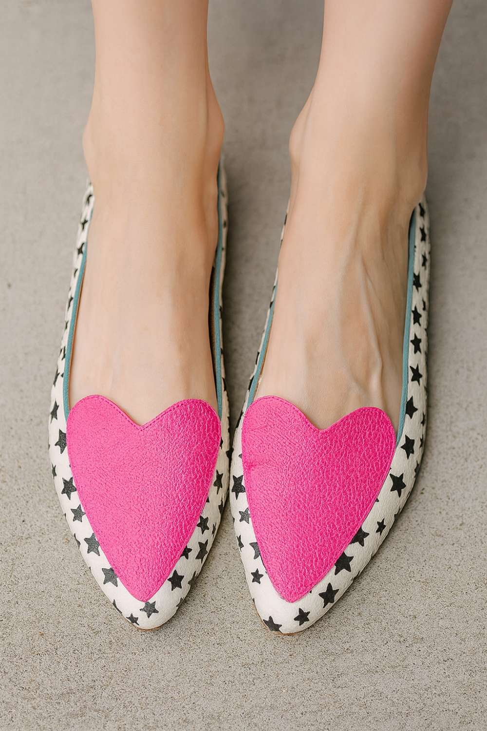 Ballerine casual con punta a punta e cuore rosa con stampa a stella [Pre-ordine]