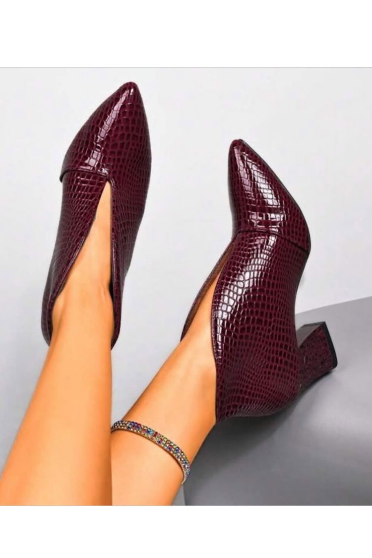 Braun Schlangenprägung Spitz zulaufende Stiefeletten [Vorbestellung]