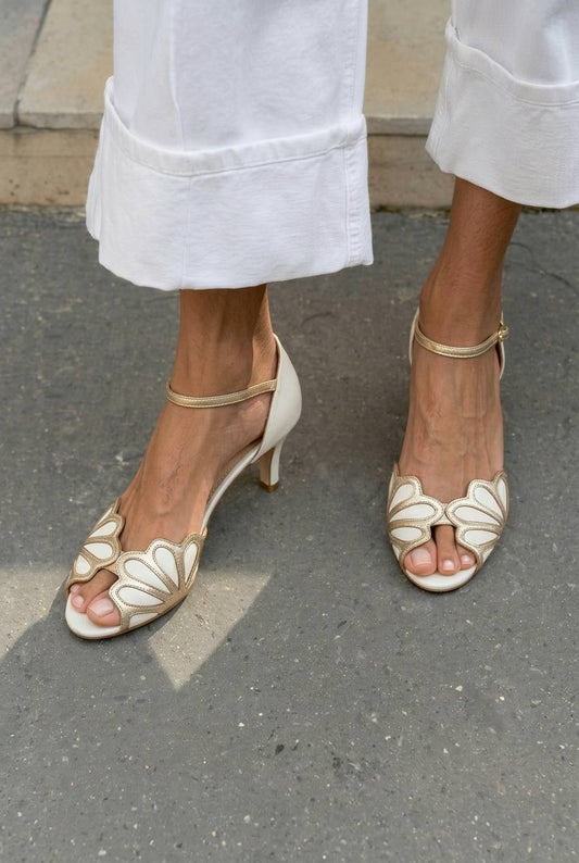 Scalloped Peep Toe Ankle Strap Kitten Heels [Pre Order]