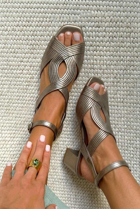 Strappy Crisscross Open Toe Block Heel Sandals [Pre Order]