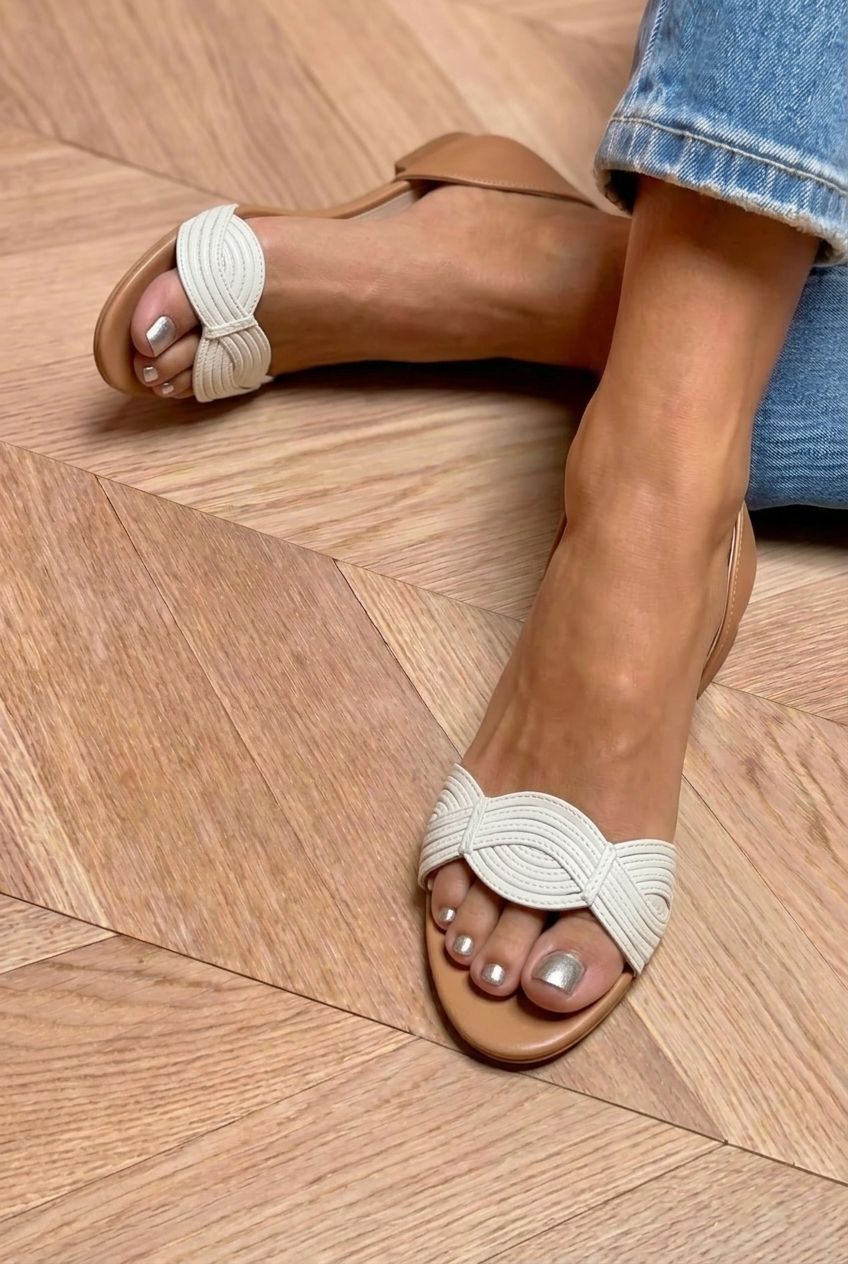Braided Detail Open Toe Slingback Casual Sandals [Pre Order]