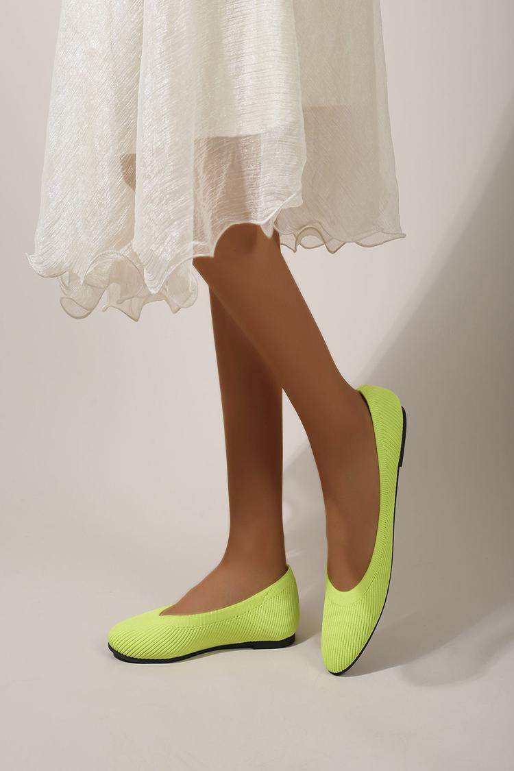 Leopard Pattern Round Toe Knitted Lightweight Flats