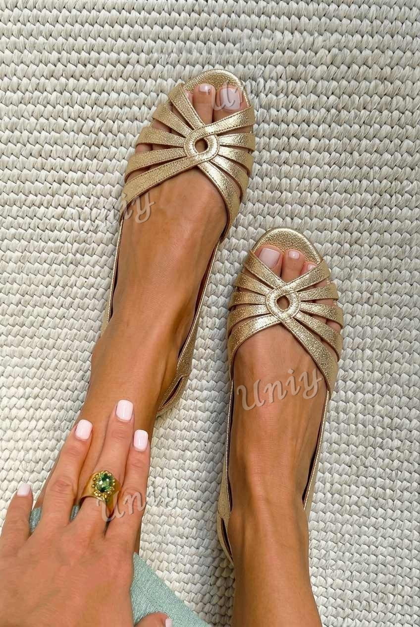 Strappy Knotted Peep Toe Flat Slingback Sandals [Pre Order]