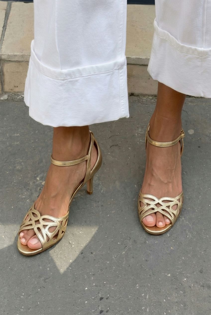 Laser Cutout Open Toe Ankle Strap Kitten Heels [Pre Order]
