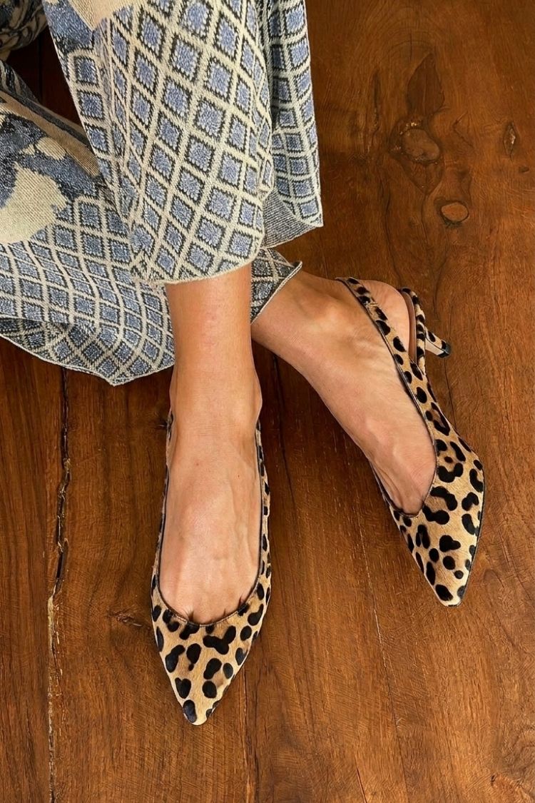 Classic Leopard Pointed Toe Slingback Kitten Heels [Pre Order]