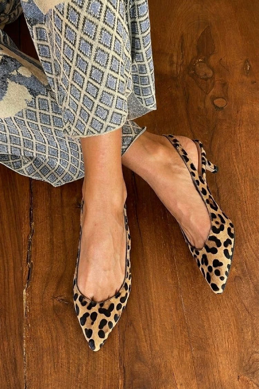 Classic Leopard Pointed Toe Slingback Kitten Heels [Pre Order]
