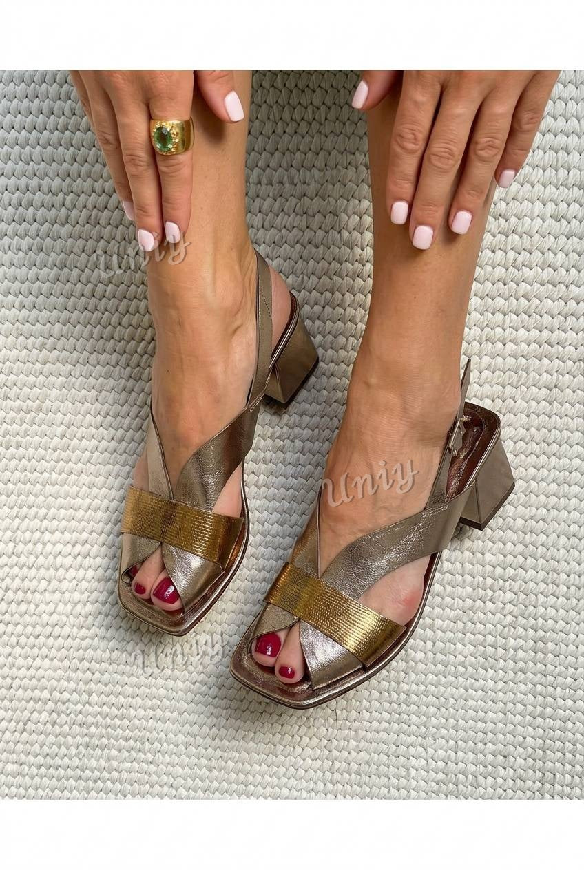 Crisscross Square Toe Slingback Block Sandals [Pre Order]