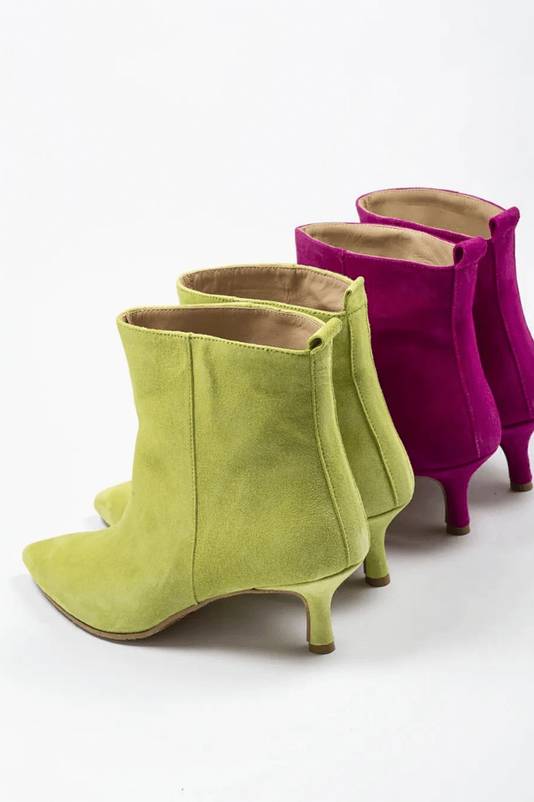 Violet Suede Kitten Heel Ankle Boots [Pre Order]