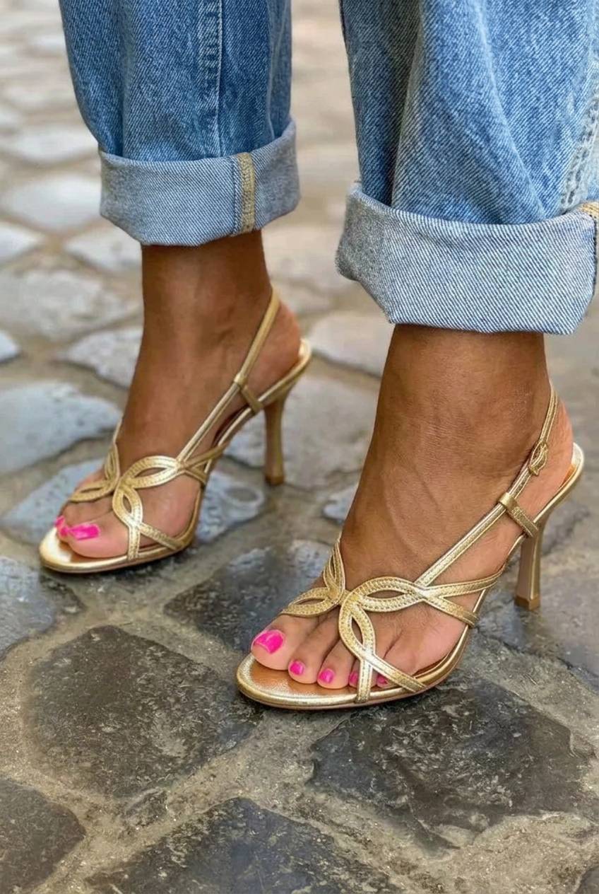 Strappy Knotted Open Toe Slingback Stiletto Sandals [Pre Order]