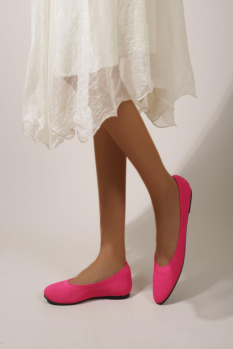 Leopard Pattern Round Toe Knitted Lightweight Flats