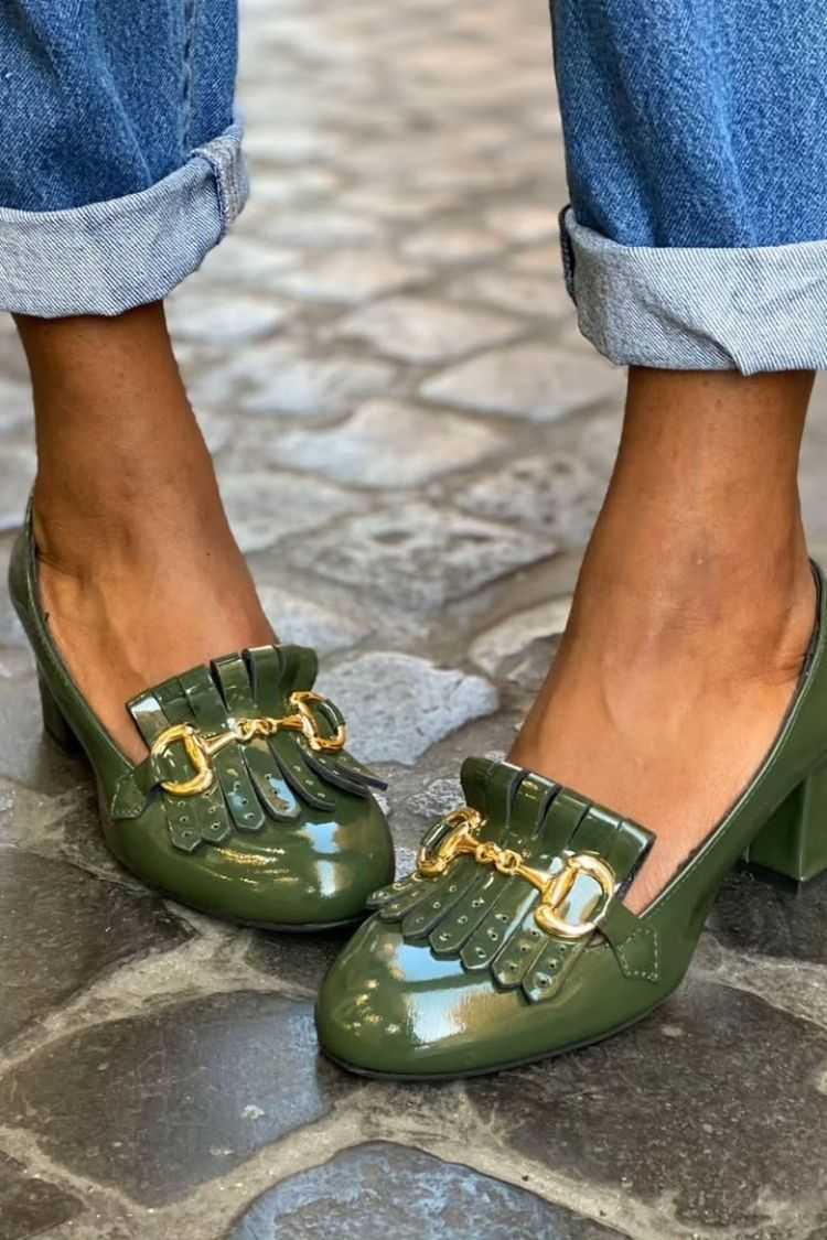 Suede Fringe Buckle Accent Block Heel Pumps [Pre Order]