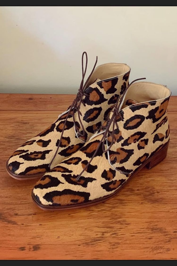 Leopardenmuster Wildleder Schnür-Oxford-Stiefeletten [Vorbestellung]