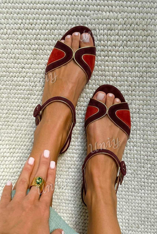 Vintage Scalloped Peep Toe Ankle Strap Flat Sandals [Pre Order]