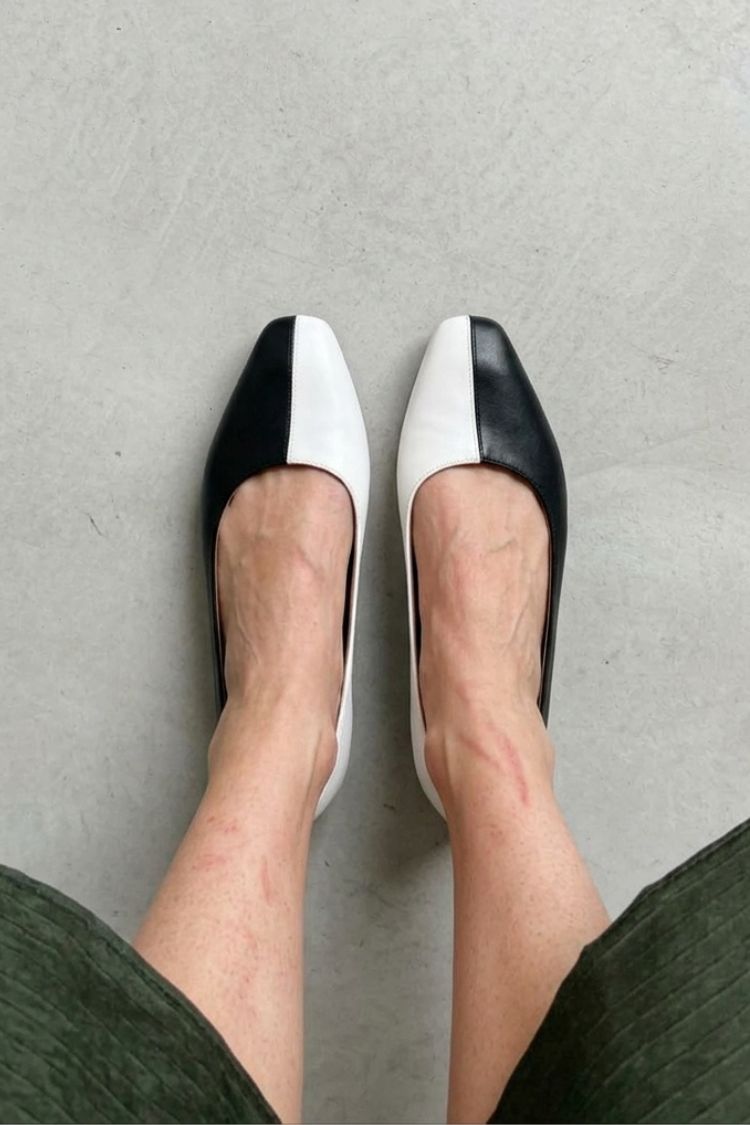 Chic Black & White Two Tone Pointed Toe Flats [Pre Order]