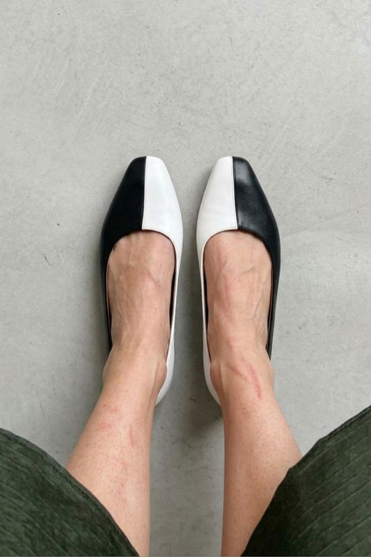 Chic Black & White Two Tone Pointed Toe Flats [Pre Order]