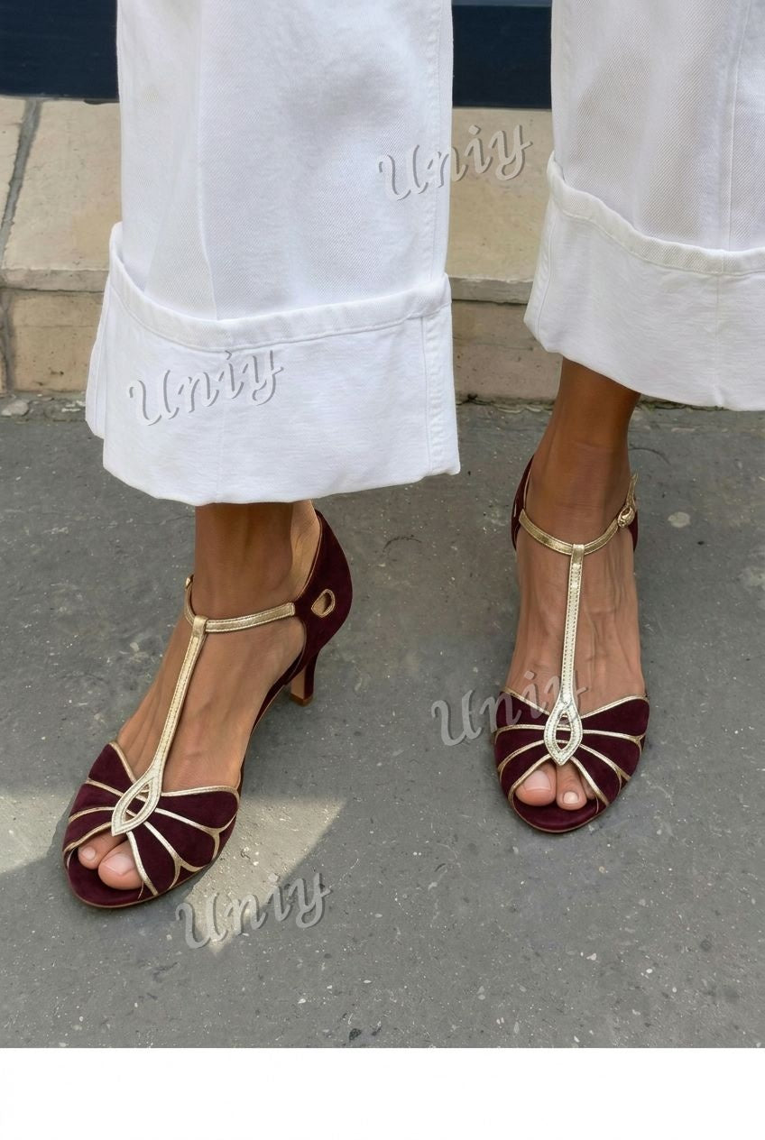 Art Deco T-Strap Peep Toe Kitten Heels [Pre Order]