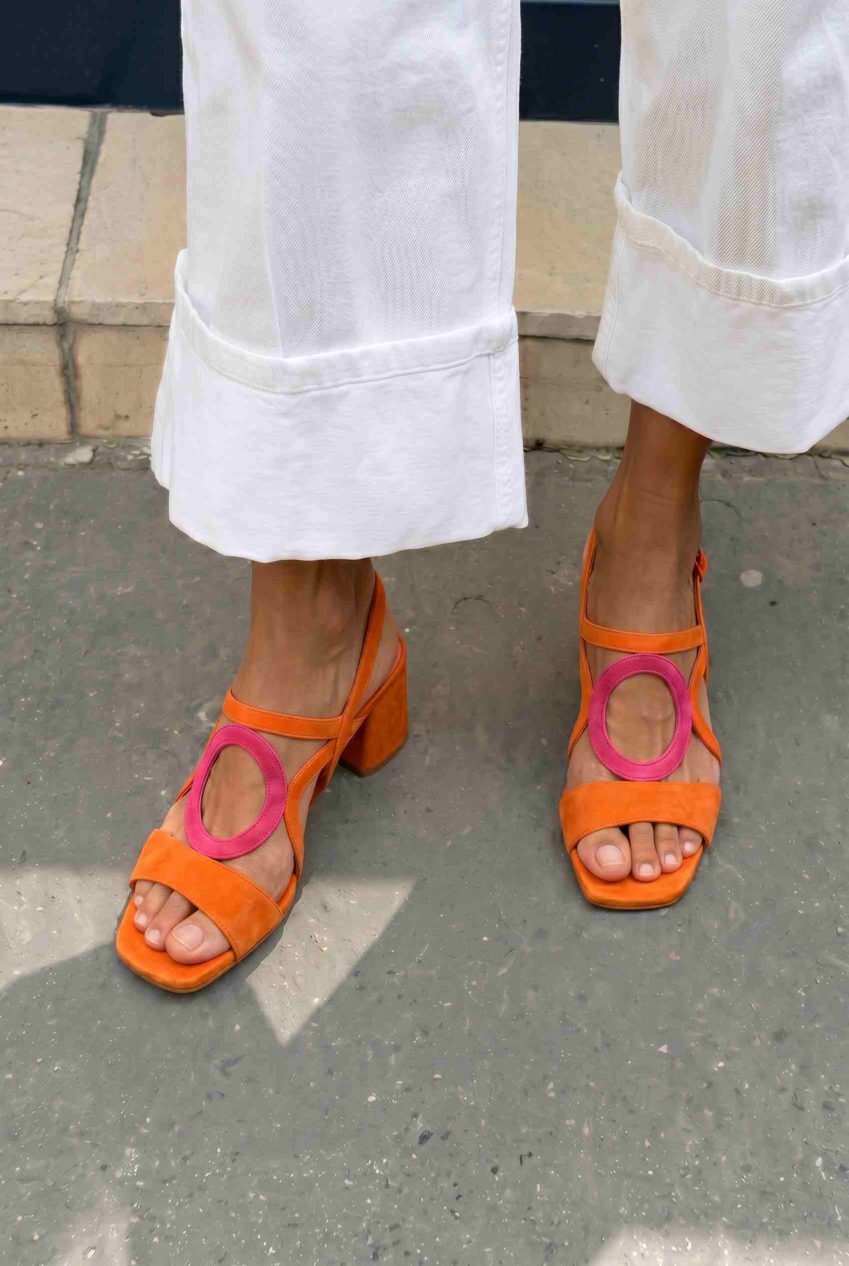 Geometric Cutout Square Toe Slingback Block Heels [Pre Order]
