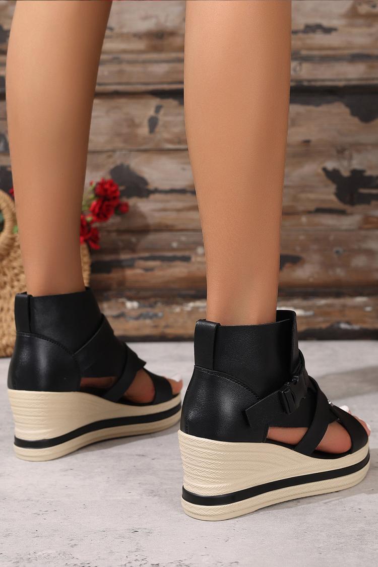 Sandali con zeppa casual con punta tonda e ritagli irregolari 