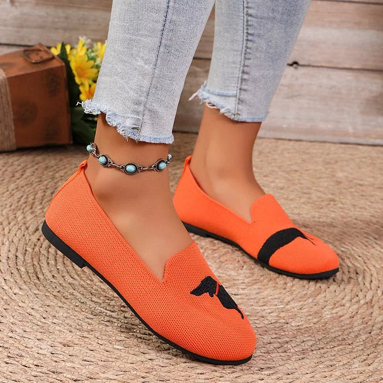 Dachshund Pattern Round Toe Casual Slip On Loafers