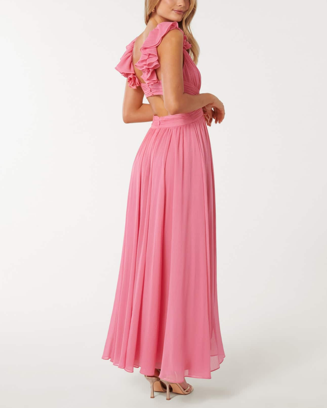 Ruffle Shoulder Maxi Dress