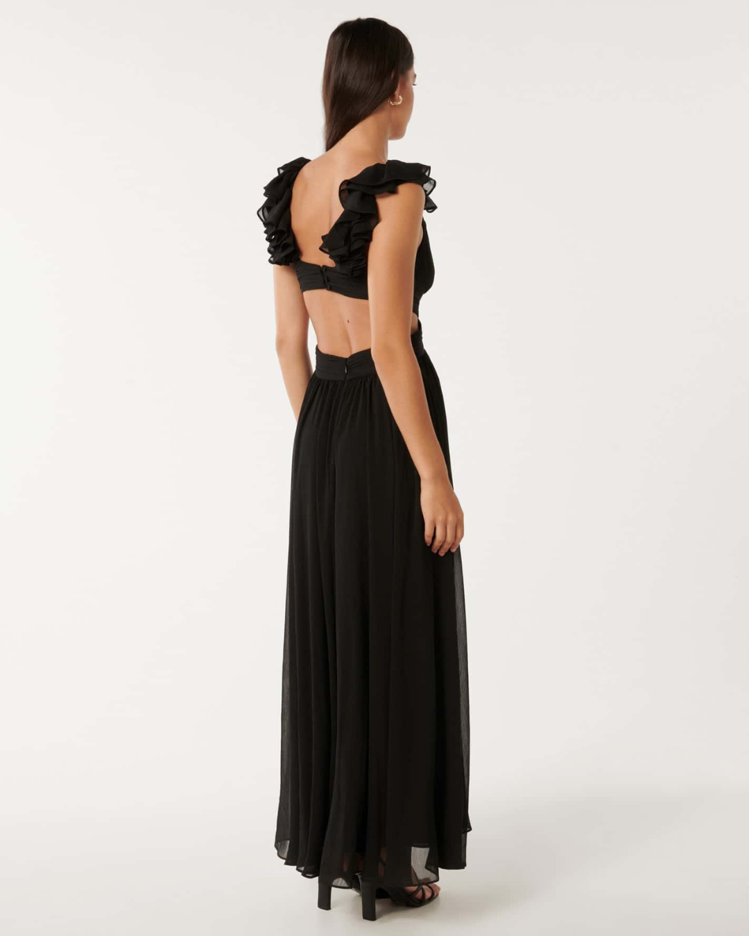 Ruffle Shoulder Maxi Dress