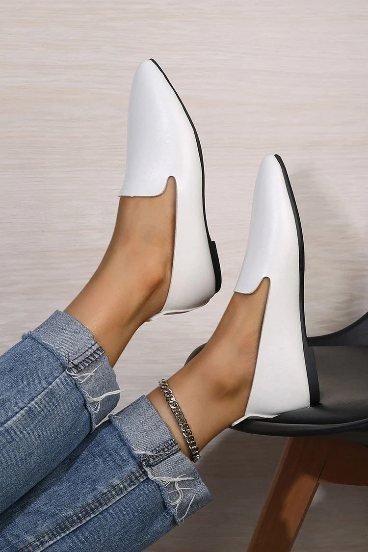 Scarpe basse casual slip-on a punta tinta unita