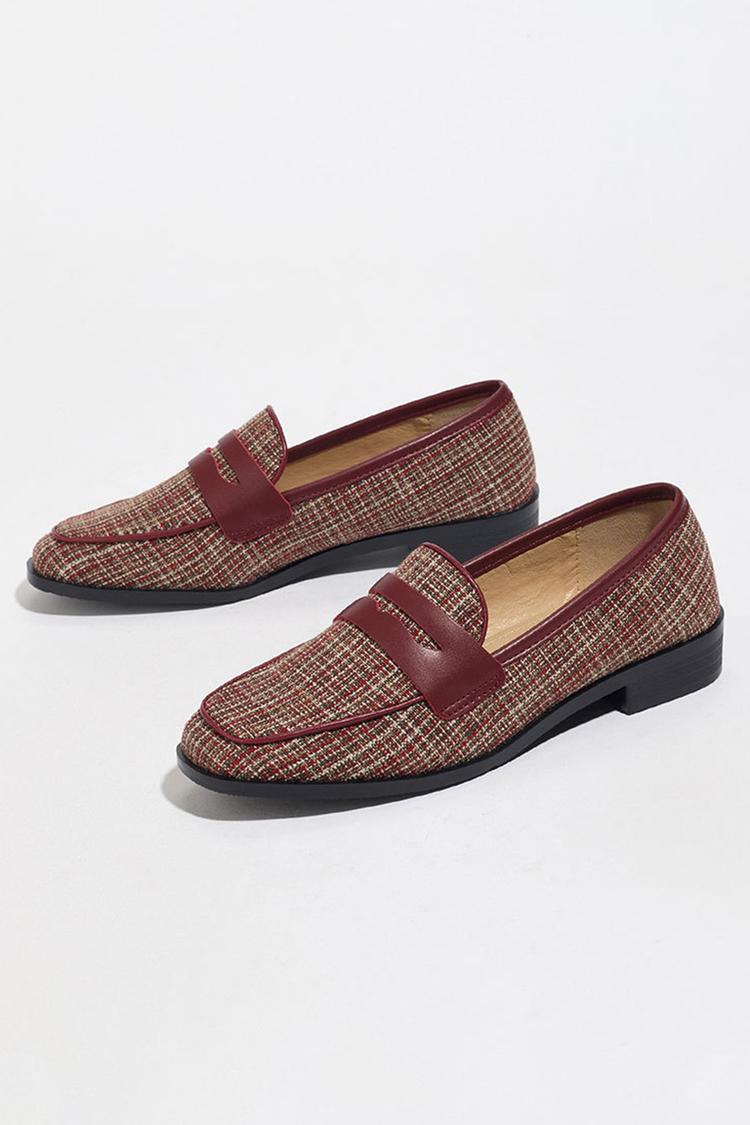 Patchwork Freizeit Outdoor Quadratische Zehen Slipper Loafer