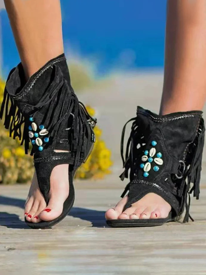 Womens Leopard Print Anti-Slip Flat Sandals Finger Sandals