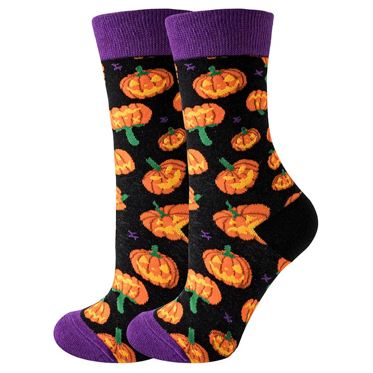 Calcetines con estampado de esqueleto, fantasma y calabaza de terror para Halloween 