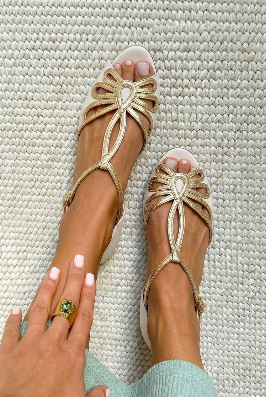 Butterfly Cutout Open Toe T-Strap Flat Sandals [Pre Order]