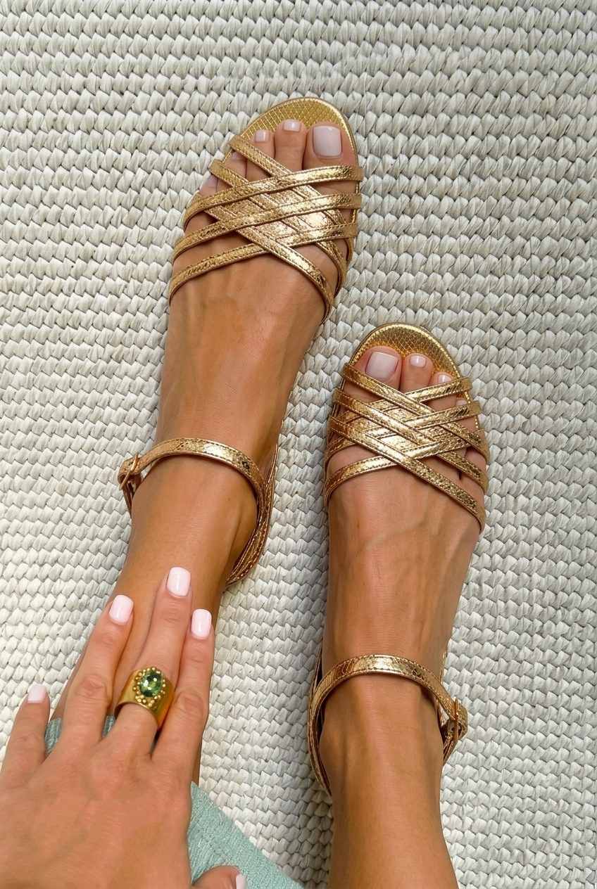 Strappy Crisscross Open Toe Flat Ankle Sandals [Pre Order]