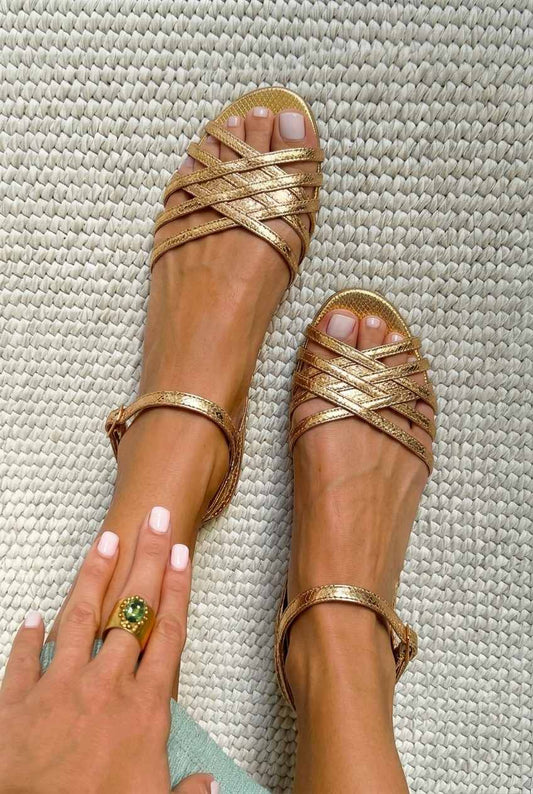 Strappy Crisscross Open Toe Flat Ankle Sandals [Pre Order]