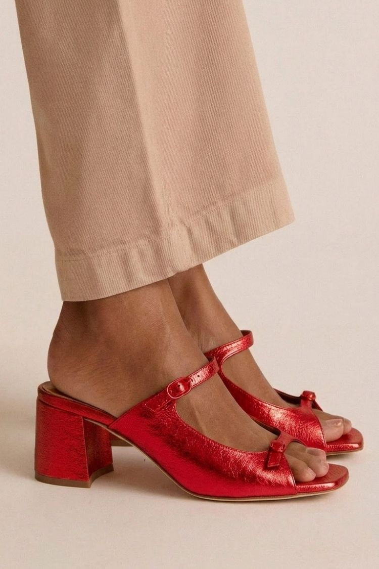 Open Cut Out Colorblock Toe Slingback Gold Chunky Heels