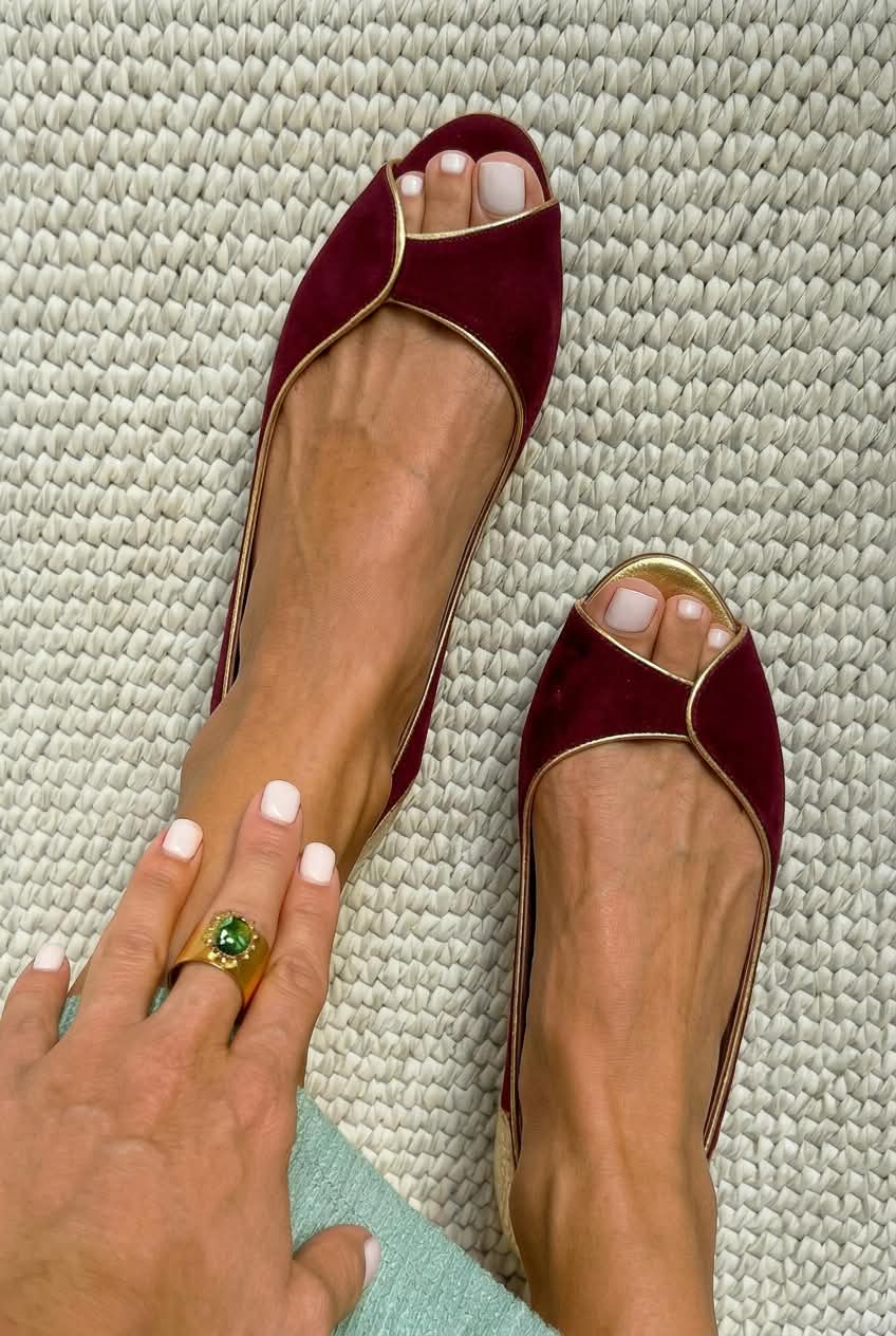 Contrast Piping Peep Toe Flat Slip On Espadrilles [Pre Order]