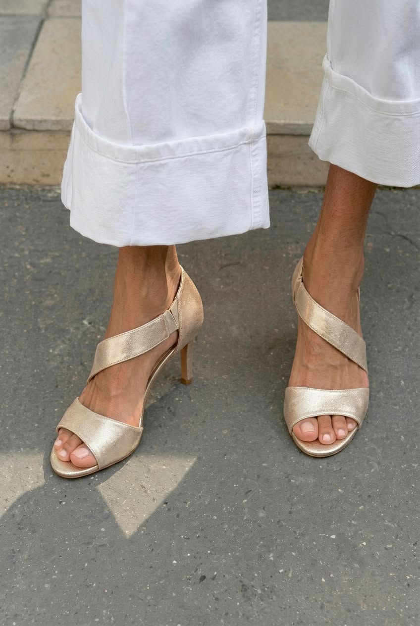 Textured Asymmetric Open Toe Mid Heel Sandals [Pre Order]