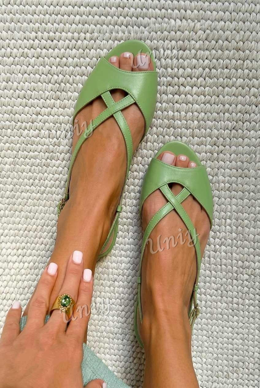 Strappy Crisscross Peep Toe Flat Slingback Sandals [Pre Order]