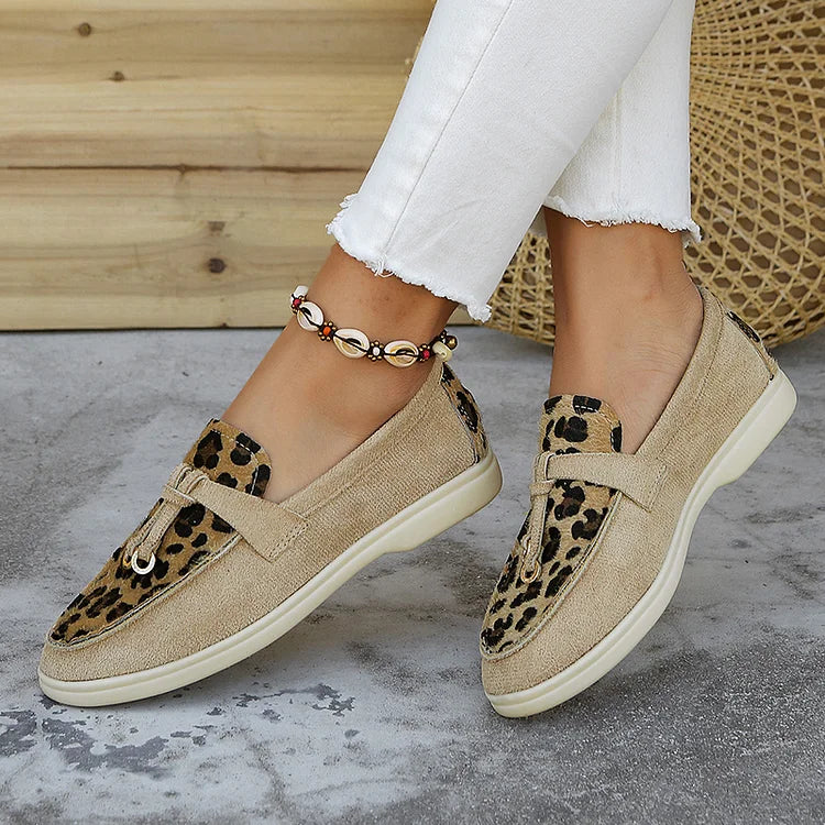 Mocasines retro sin cordones con detalle anudado y estampado de leopardo 