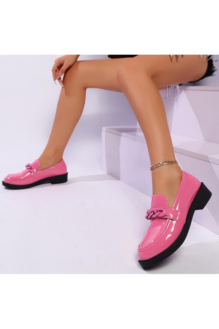 Metallkette Dekor Einfarbig Patchwork Rundspitze Freizeit Loafer