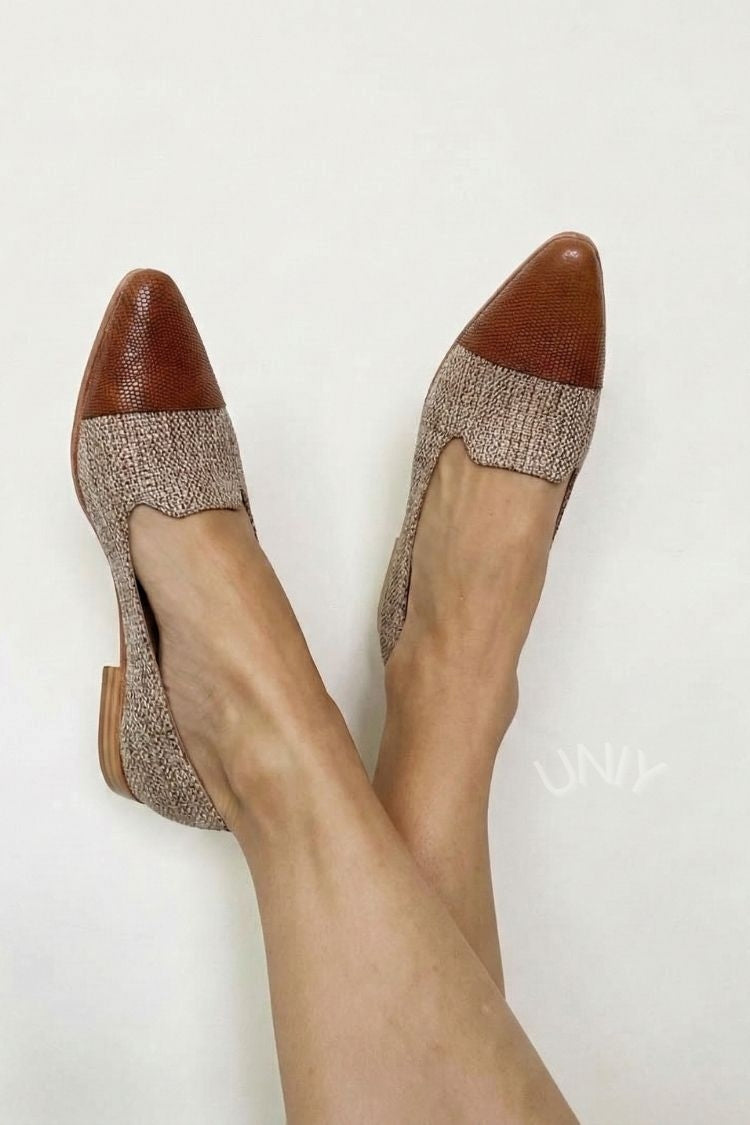 Ballerine D'Orsay con punta a punta e texture bicolore retrò [Pre-ordine]