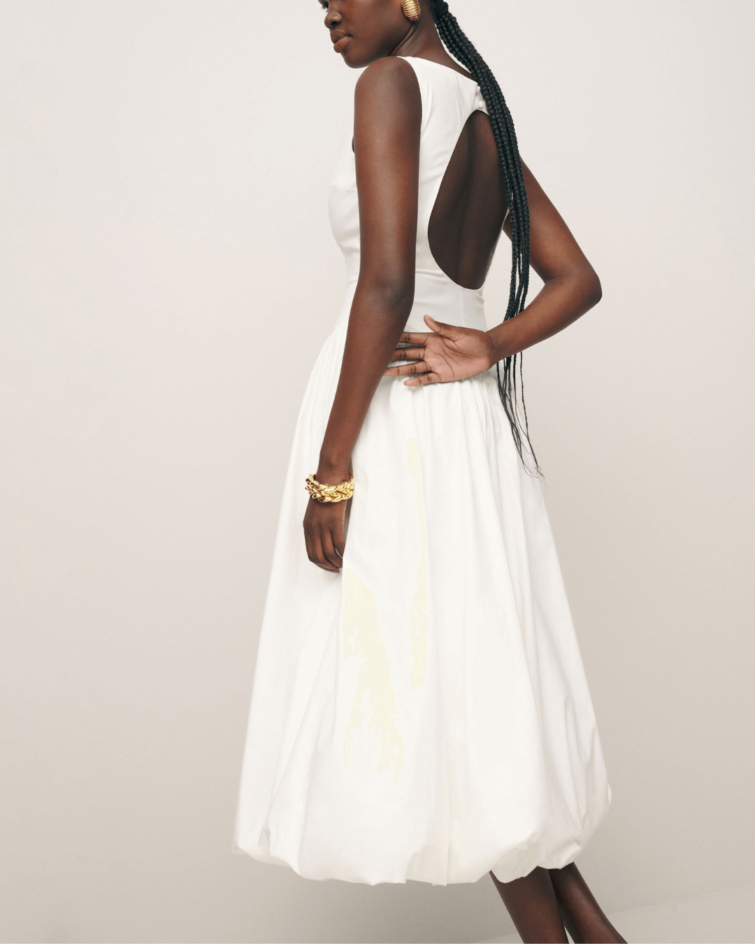 White Twill Sundress Midi Dress