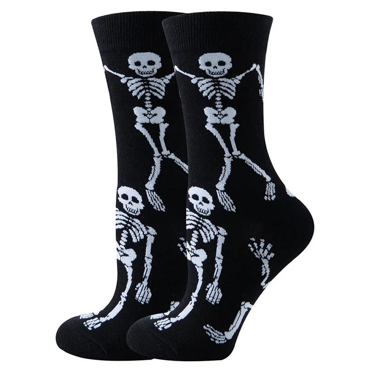 Calcetines con estampado de esqueleto, fantasma y calabaza de terror para Halloween 