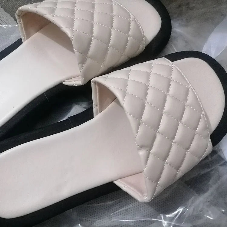 Ciabatte da spiaggia casual con punta rotonda e dettaglio cucito 