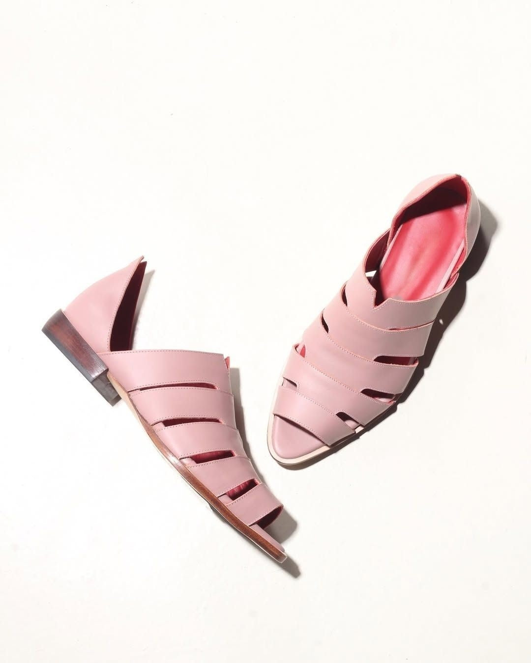 Pink Pointed Toe Open Toe Cutout Summer Casual Sandals [Pre Order]